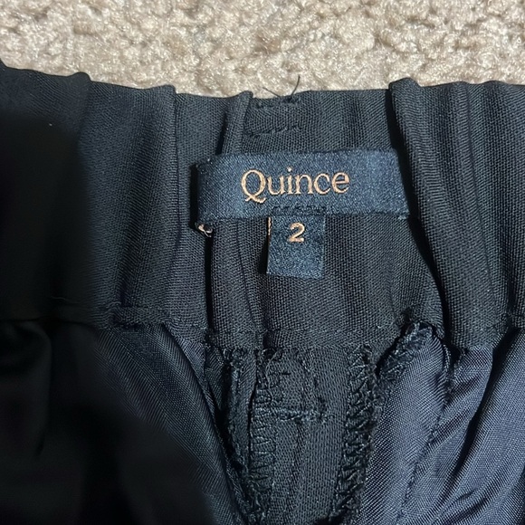 Quince Stretch Crepe Pleated Wide Leg Pants Trousers Black 2 - Picture 9 of 11